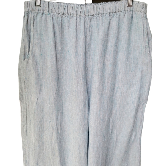 Flax 100% Linen Striped Wide Leg Pants Size M - Picture 3 of 15